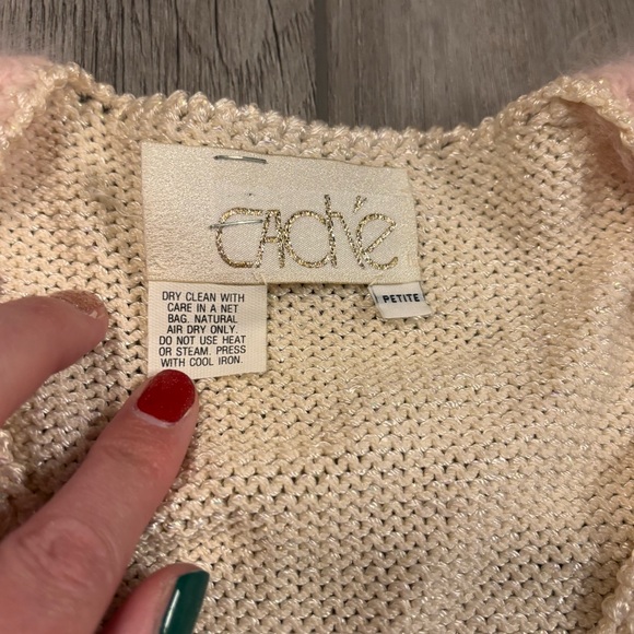 🩰Cache🩰 Vintage Beaded Puff Sleeve Sweater - Picture 4 of 5